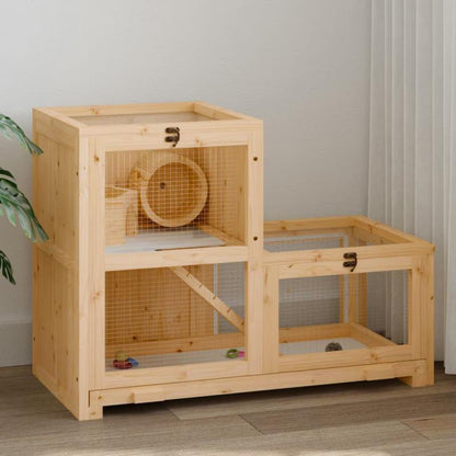 Hamsterkooi – Knaagdierenkooi – Gerbilkooi – Dierenverblijf – Knaagdierhuis – Massief Houten Constructie – Ruim Met Meerdere Niveaus