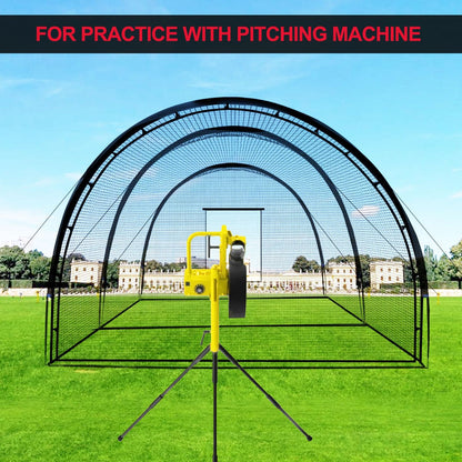 Batsportkooi – Oefenkooi – Batting Cage – Baseball Kooi – Trainingskooi – 975x366x244 cm – Heavy-Duty Stalen Frame & Compleet Net