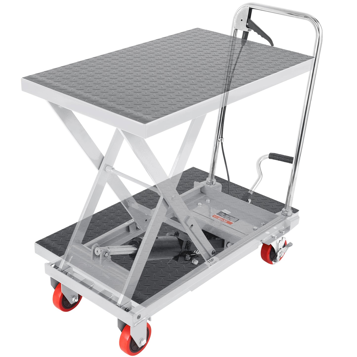 Hydraulische Hefwagen – Heftafel – Schaarlift – Liftwagen – Materialenwagen – Draagvermogen 225 kg – Max. Hefhoogte 72 cm – Grijs