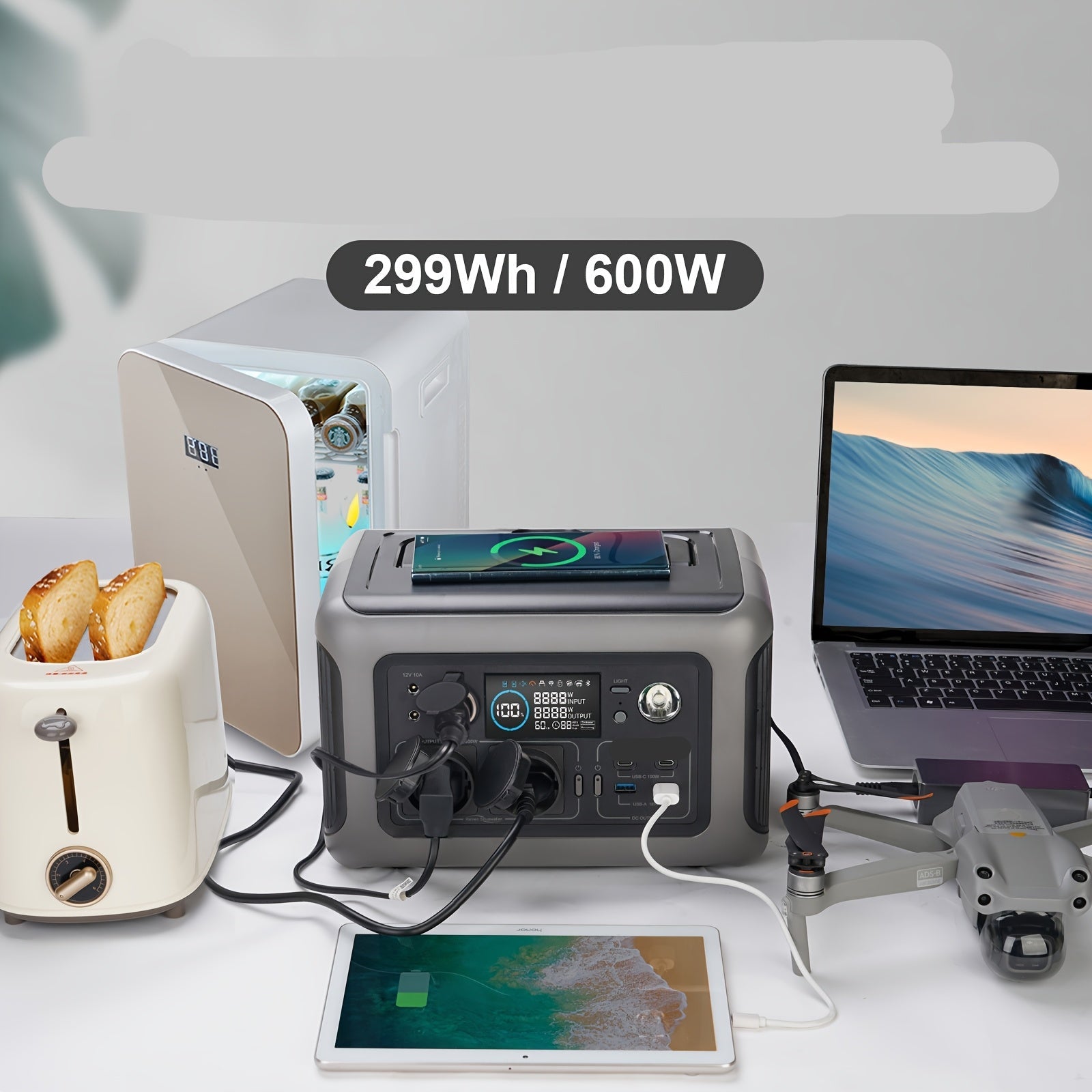 Draagbare Powerstation – Powerbank – Mobiele Accu – UPS – Compact – 299Wh Capaciteit – Snelle Oplaadfunctie - QUORE