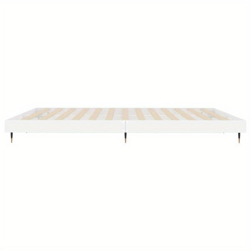 Bianco Lucido 200x200cm Contemporary Bed Frame - Hardwood & Particle Board Multilayer Design, Removable & Durable Frame with 4 Legs, Space-Saving Modern Bedroom Furniture, Bed Frame for Bedroom, Bedroom Furniture, Minimalist