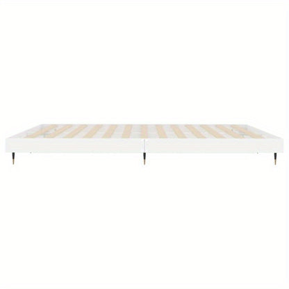 Bianco Lucido 200x200cm Contemporary Bed Frame - Hardwood & Particle Board Multilayer Design, Removable & Durable Frame with 4 Legs, Space-Saving Modern Bedroom Furniture, Bed Frame for Bedroom, Bedroom Furniture, Minimalist