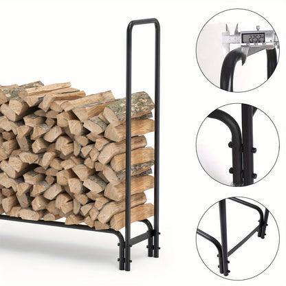 Houtkruik – Houtopslagrek – Houtblokkenhouder – Brandhoutrek – Houtopberging – 12 Voet Lang – Stevig Metalen Frame
