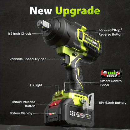 Slagmoersleutel – Momentsleutel – Impact Wrench – Accuschroevendraaier – Draadloze Slagmoersleutel – 2000 Nm Koppel – Snellader Met Anti-Jamfunctie