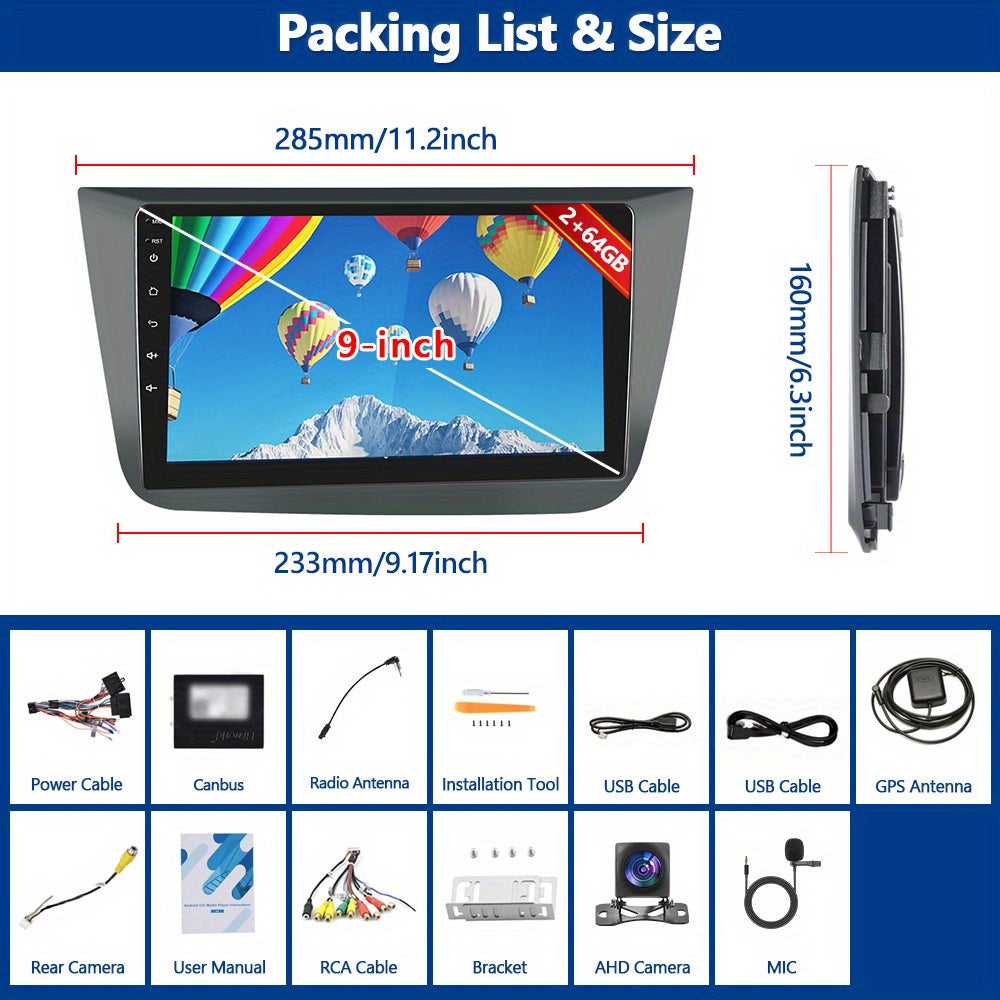 Autoradio Hyundai i40 – Multimedia Systeem – Inbouw Radio – Carplay Autoradio – GPS Navigatie – 22,86 cm HD Touchscreen – AHD Achteruitrijcamera met Microfoon
