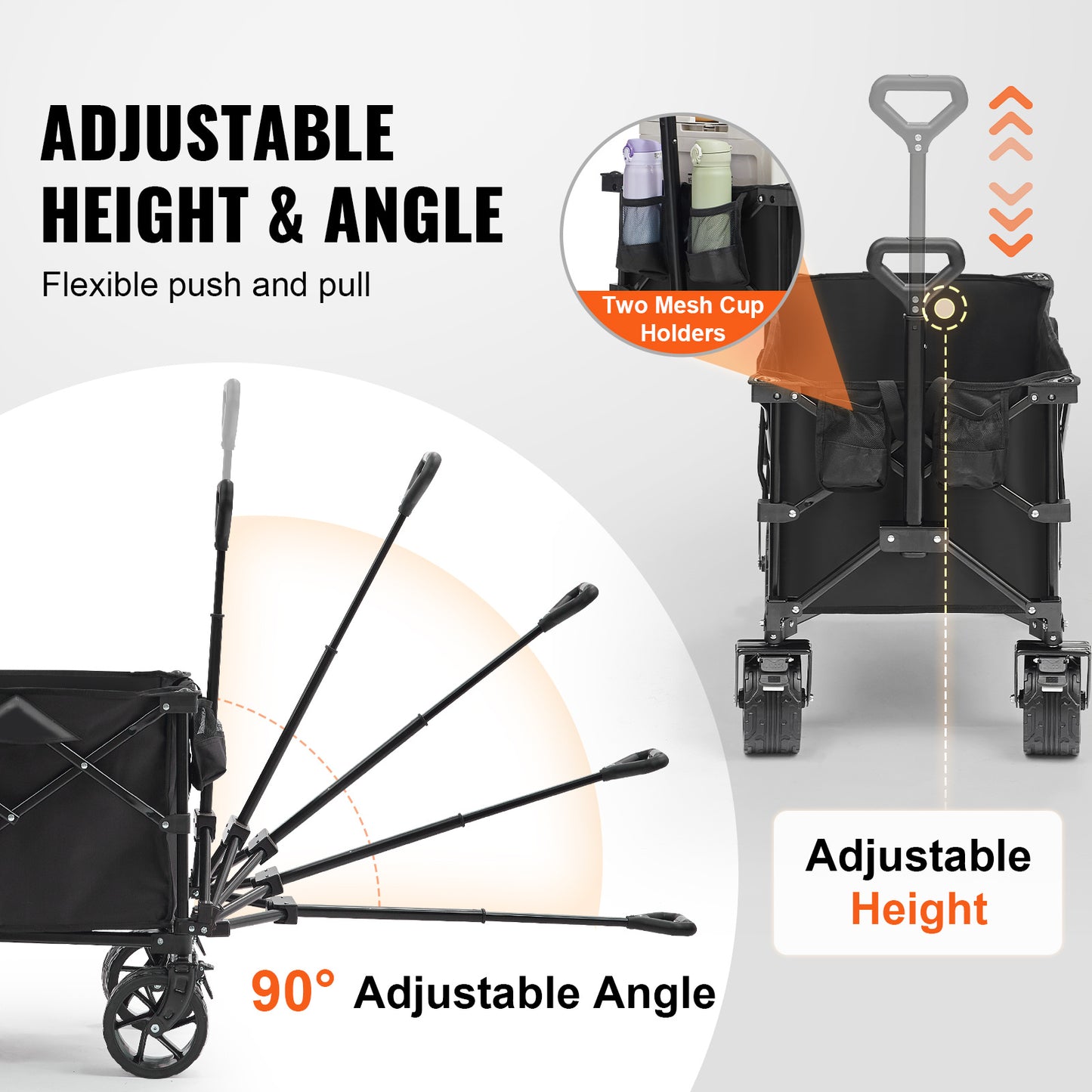 Opvouwbare Wagon – Vervoerswagen – Bolderkar – Strandwagen – Campingkar – Max 120 kg Draagvermogen – Stevige All-Terrain Wielen