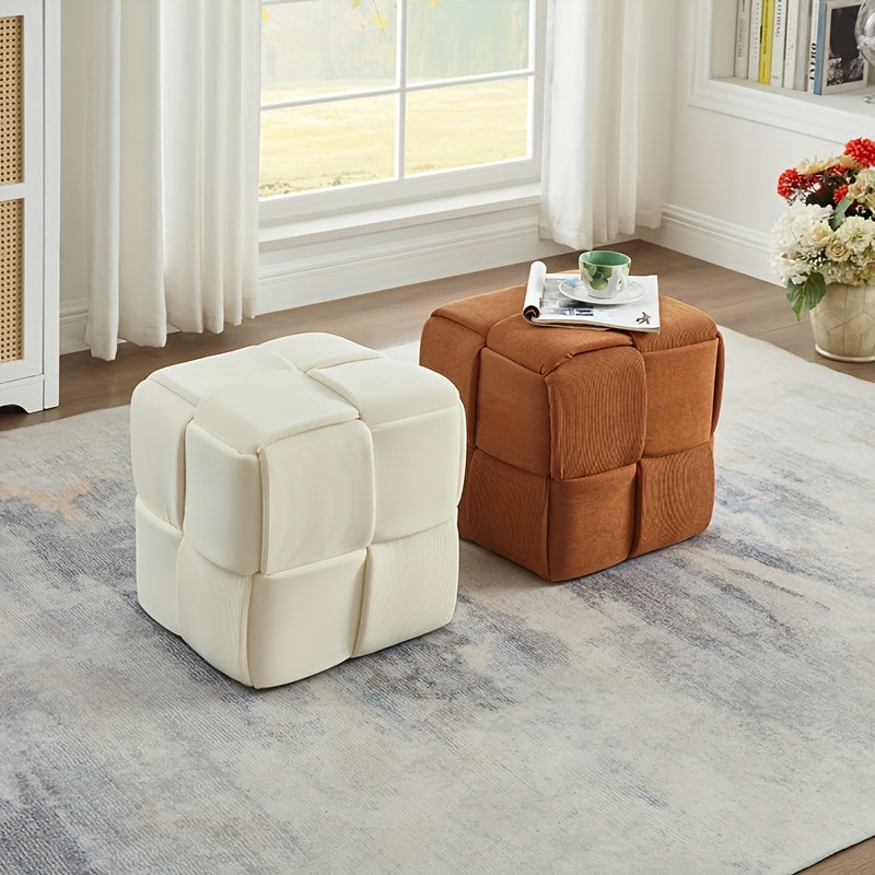 Krukje – Stoel – Hocker – Voetenbankje – Bijzetkruk – Corduroy Stof – Compact Formaat 40x40x40 cm – One-Piece Zonder Montage