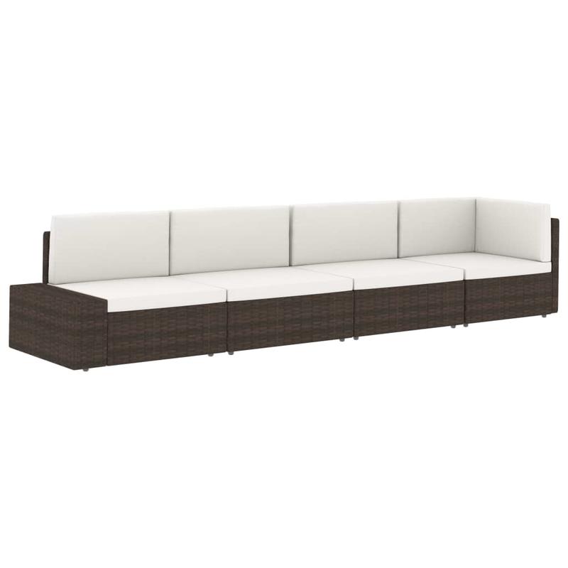 Modulaire 2-Zitsbank – Tweezitsbank – Loungesofa – Buitenbank – Woonkamerbank – Bruin – Duurzaam Poly Rattan & Hardhouten Frame – Zacht Schuimcomfort