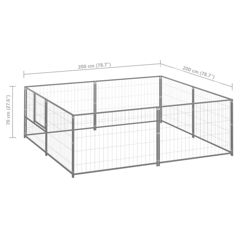 Silvery Dog Kennel Outdoor Yard Pet Habitat Fence Farm Dog Breeding Kennel Resort Dog Activity Isolation House, Kennel for Dogs, Dog Kennel Outdoor, Pet Containment, Animal Isolation, Weatherresistant Kennel, Secure Pet Enclo