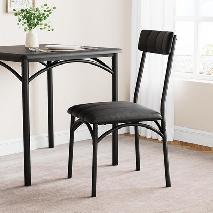 Eettafelset – Eettafel Met Stoelen – Dining Set – Keukentafel – Bistro Set – Zwarte MDF Tafel – Comfortabele Gestoffeerde Stoelen – Compact Ruimtebesparend Design