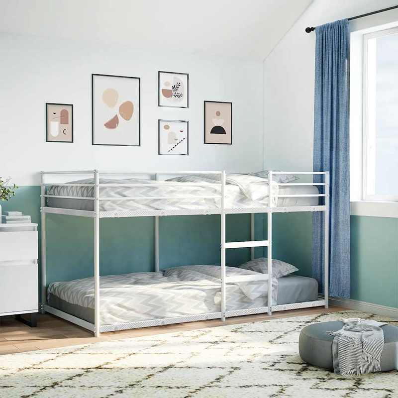 Hoogslaper – Stapelbed – Kinderbed – Mezzanine – Zolderbed – Wit – Stalen Frame – 75x190 cm