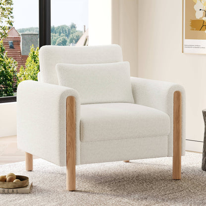 L-Vormige Hoekbank – Zithoekbank – Hoekbank – Sectiebank – Loungesofa – Oversized 4-Zits – Bamboe Zonder Houten Frame – Golvende Wolk Rugleuning – 4 Decoratieve Kussens – Diepe Brede Zitplaatsen – Wit