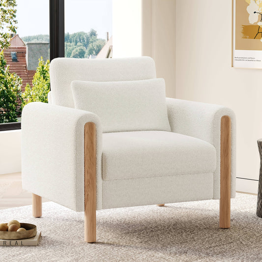 L-Vormige Hoekbank – Zithoekbank – Hoekbank – Sectiebank – Loungesofa – Oversized 4-Zits – Bamboe Zonder Houten Frame – Golvende Wolk Rugleuning – 4 Decoratieve Kussens – Diepe Brede Zitplaatsen – Wit