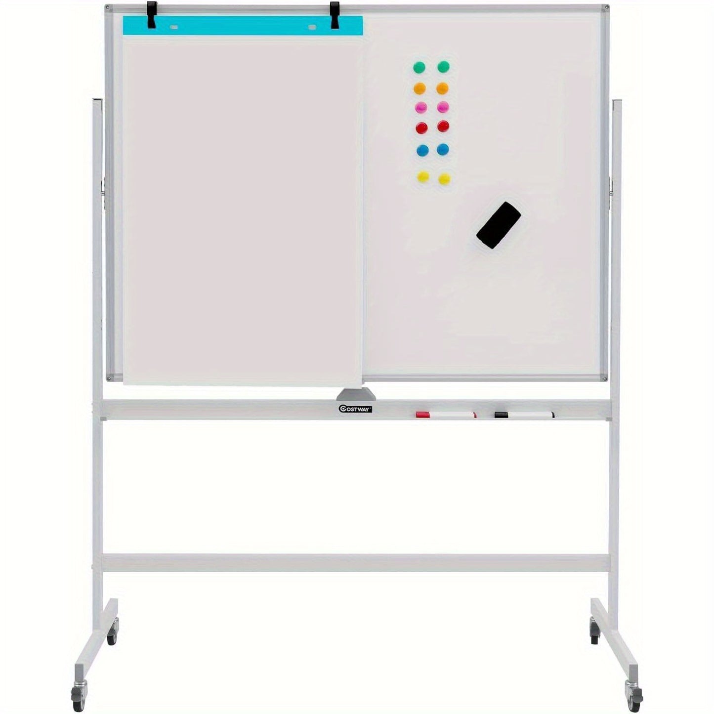 Whiteboard – Schrijfbord – Memobord – Magnetisch Bord – Presentatiebord – Dubbelzijdig – Magnetisch – Verstelbare Hoogte – Mobiel Met Wielen