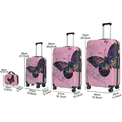 Kofferset – Reiskoffer – Trolley – Handbagage – Spinnerkoffer – 4-delige set 14”/20”/24”/28” – ABS+PC Hard Shell – 360° Spinnerwielen