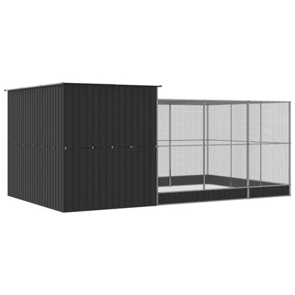 Silvery Galvanized Steel Aviary with Expandable Chamber 497x303x216cm - Heavy-Duty Modular Enclosure, Powder-Coated Finish, Reinforced for Medium Birds, Pet Bird Housing, Bird Enclosure, Sturdy Construction, Weatherresistant