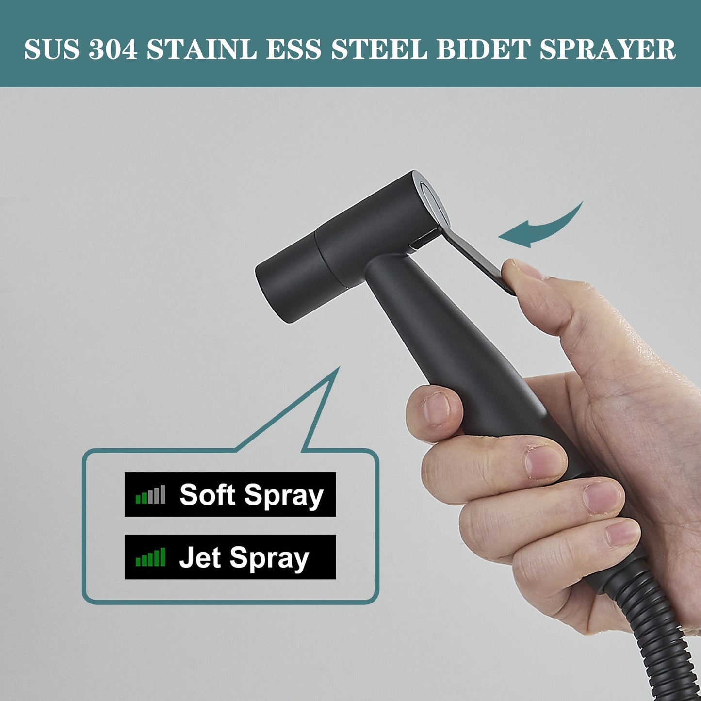 Bidetspuit – Toilet Handdouche – Bidet Handdouche – WC Sprayer – Hygiëne Spuit – Roestvrij Staal – Verstelbare Waterdruk – Zwart