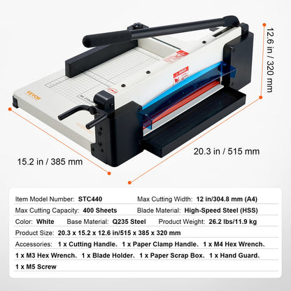 Snijmachine – Papiersnijder – Guillotine – Snijder – Allessnijder – Snijlengte 30 cm – Max 400 Vel Papier