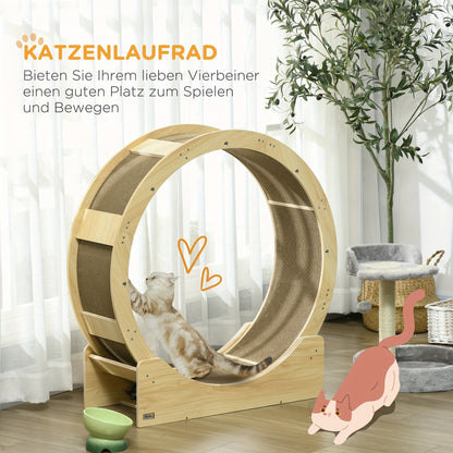 Krabpaal – Kattenboom – Kattenmeubel – Krabton – Kattenhuis – Sisal Touw – Loopwiel Met Rem – 91 cm Hoog – Khaki