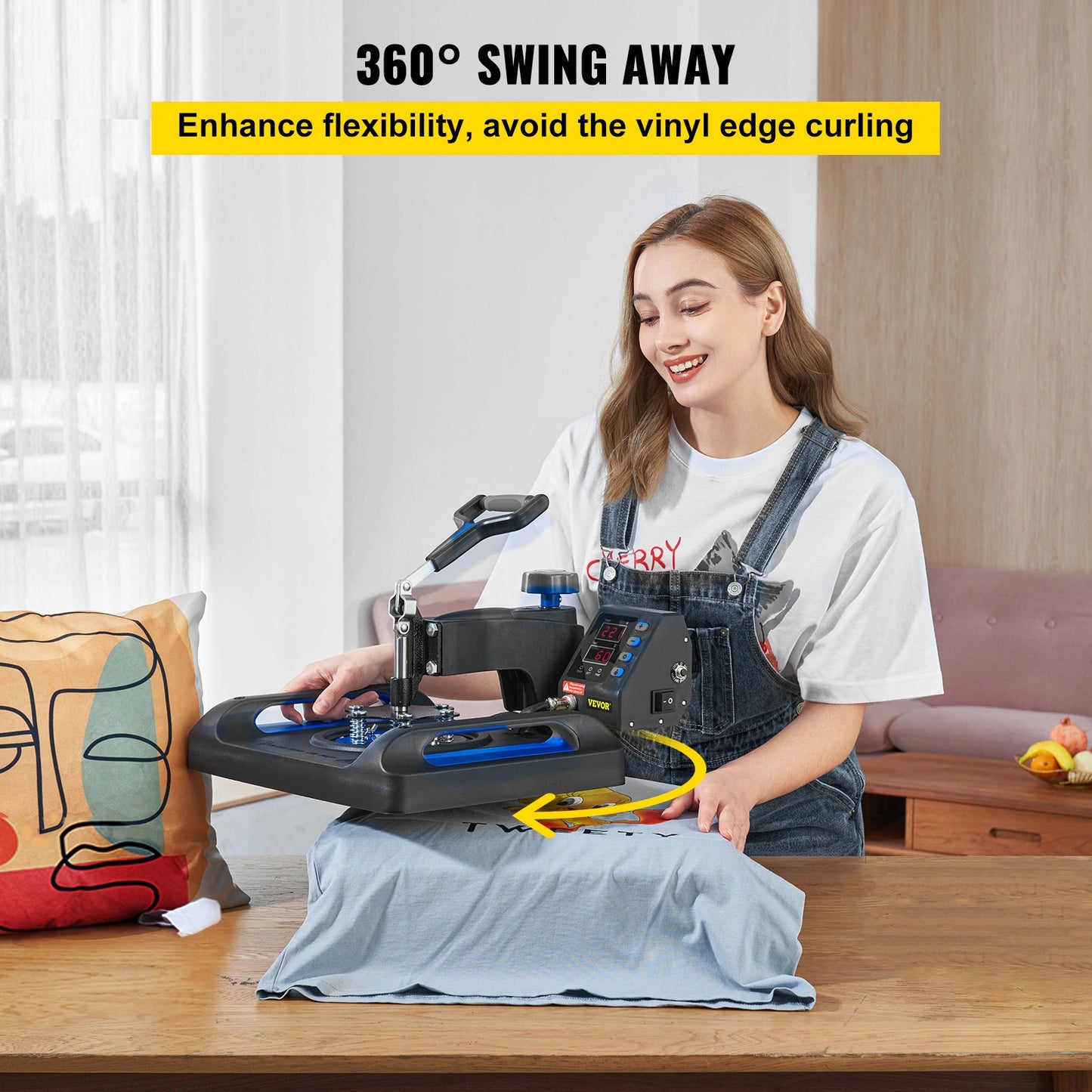 Warmtepers – Hittepers – Textielpers – Sublimatiepers – 30x38 Cm Werkoppervlak – Digitale Temperatuurinstelling – 360° Draaibare Arm