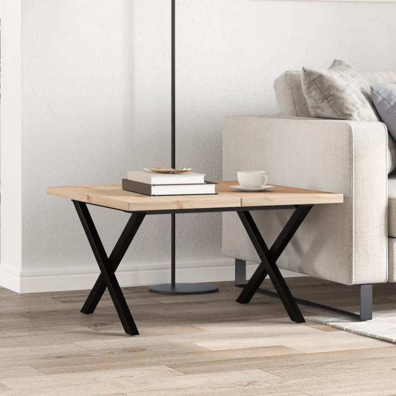 Modern X-Frame Coffee Table - Heavy-Duty Pine Wood & Steel Construction, Lightweight Living Room Center Table, Easy Assembly, Minimalist Industrial Design for Indoor/Outdoor Use - Space-Saving Furniture for Apartments, Houses