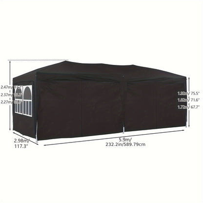 Partytent – Tuinpaviljoen – Tuintent – Overkapping – Feesttent – 3x6 m – UV-bestendig – Stevig Stalen Frame