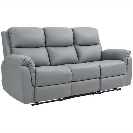 3-Zits Bank – Driezitsbank – Sofa – Loveseat – Zitbank – Verstelbare Zitplaatsen – PU Kunstleer – Comfortabele Schuimvulling – Donkergrijs – Compacte Woonkamerbank