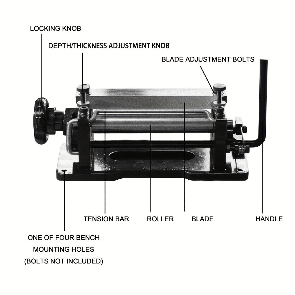 Kunstleer Splitter – Kunstleer Schroefmachine – Handmatige Peeling Machine – Leren Schiller – Lederen Afschilapparaat – Verstelbare Dikte 2-6 mm – Robuust Staal & Houten Handgreep