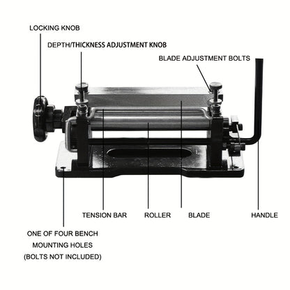 Kunstleer Splitter – Kunstleer Schroefmachine – Handmatige Peeling Machine – Leren Schiller – Lederen Afschilapparaat – Verstelbare Dikte 2-6 mm – Robuust Staal & Houten Handgreep