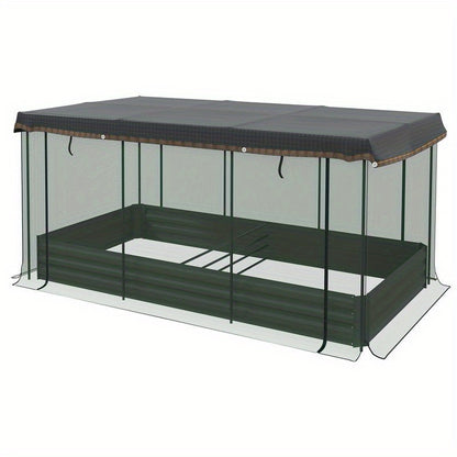 Verhoogde Plantenbak – Tuinbak – Moestuinbak – Kruidenbak – Bloemenbak – Groot Formaat 230x110x110 cm – Weerbestendig Metaal – Beschermnet Met Overkapping