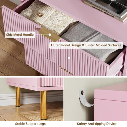 Ladekast – Commode – Opbergkast – Ladenkast – Roze Ladekast – 6 Ruime Laden – Duurzaam Hardhout