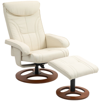 Fauteuil – Relaxstoel – Schommelstoel – Zithoekstoel – Lounge Fauteuil – Verstelbare Rugleuning Tot 135° – Synthetische Bekleding Met Houten Onderstel – Wit