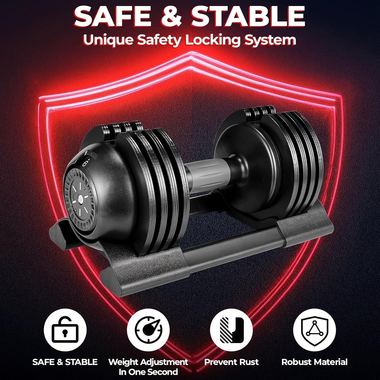 2pcs 10kg Dumbbells with Base, Adjustable Weight, Non-slip Handle, Total Weight 20kg, with Base to Prevent Rolling, Suitable for Home, Office, Gym, Body Training