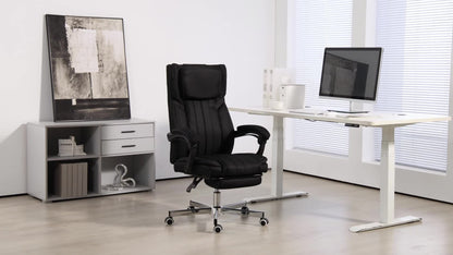 Bureaustoel – Office Chair – Werkstoel – Computestoel – Ergonomische Stoel – Verstelbare Hoogte – Inklapbare Rugleuning met Voetensteun – Zwart