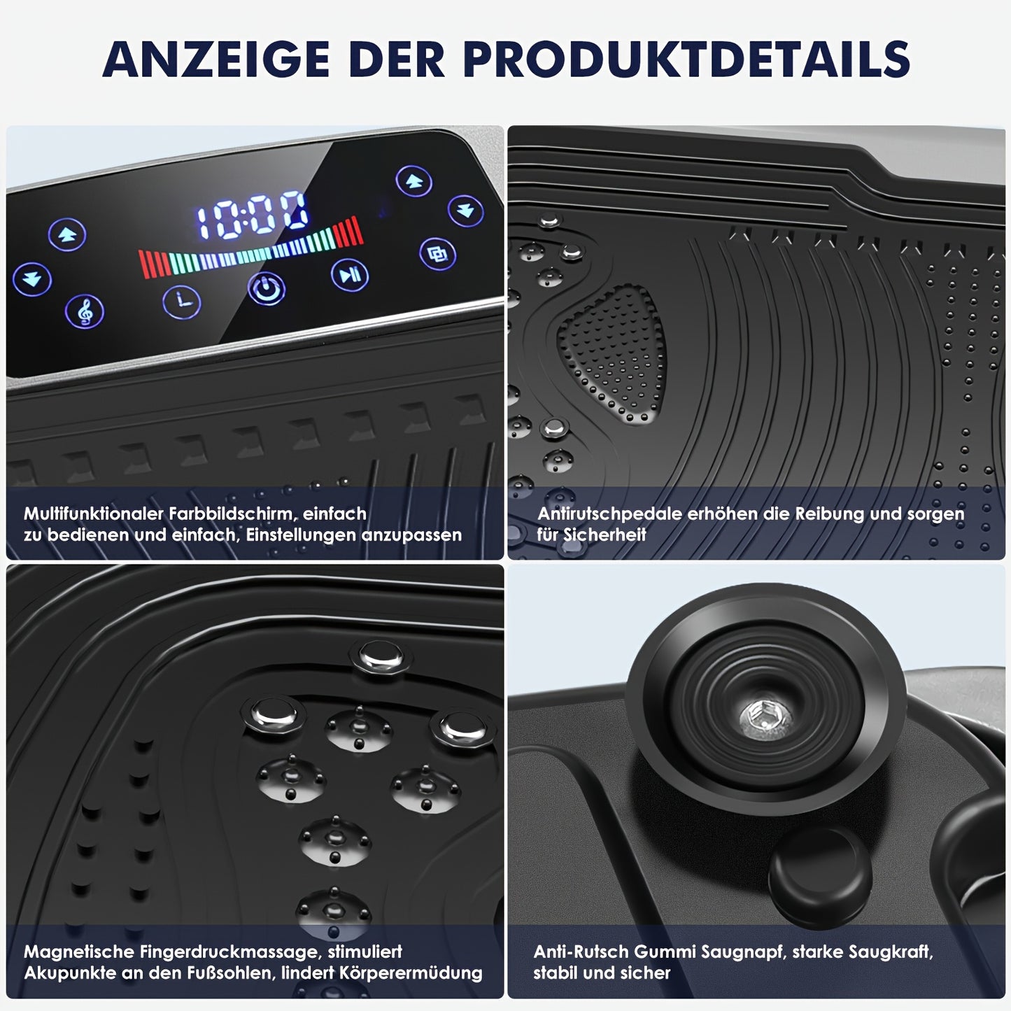 Vibratie Fitness Trainer – Fitnessplaat – Trilplaat – Workout Plate – Vibration Board – Inclusief 2 Trainingskoorden – Max Draaggewicht 150 kg – Zwart – 220-240V