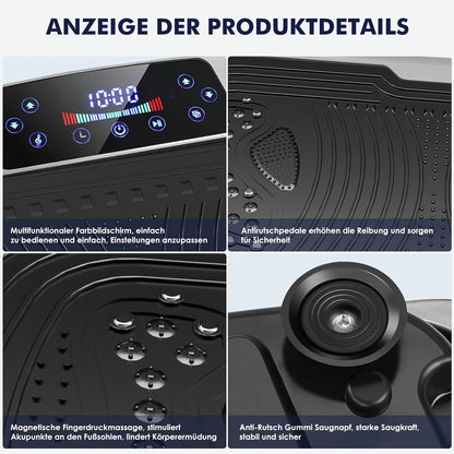 Vibratie Fitness Trainer – Fitnessplaat – Trilplaat – Workout Plate – Vibration Board – Inclusief 2 Trainingskoorden – Max Draaggewicht 150 kg – Zwart – 220-240V