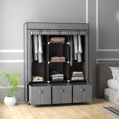 Kledingkast – Garderobekast – Kleerkast – Opbergkast – Vouwkast – Inklapbaar Met Ritssluiting – Stevig Metaalframe – Donkergrijs – 125x43x162,5 cm