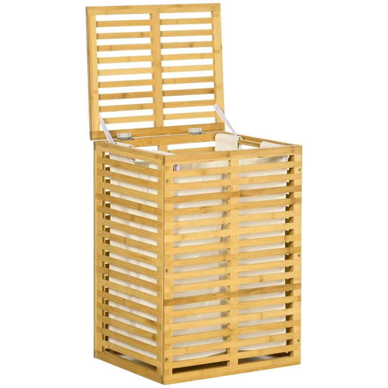 HOMCOM Laundry Basket with a 63 L Capacity, Featuring a Removable Laundry And Lid, Suitable for Laundry Collection in The Laundry Room, Dormitory, Bedroom, Or Bathroom, Made of Natural Wood, Laundry Baskets