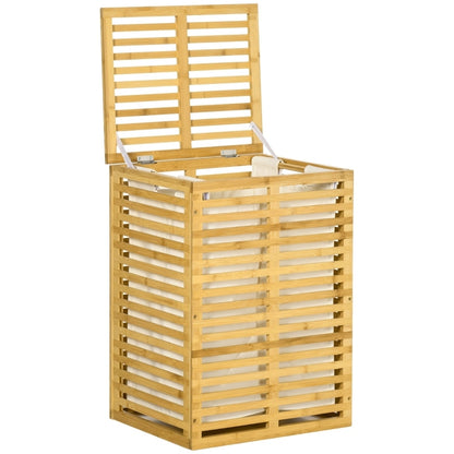 HOMCOM Laundry Basket with a 63 L Capacity, Featuring a Removable Laundry And Lid, Suitable for Laundry Collection in The Laundry Room, Dormitory, Bedroom, Or Bathroom, Made of Natural Wood, Laundry Baskets