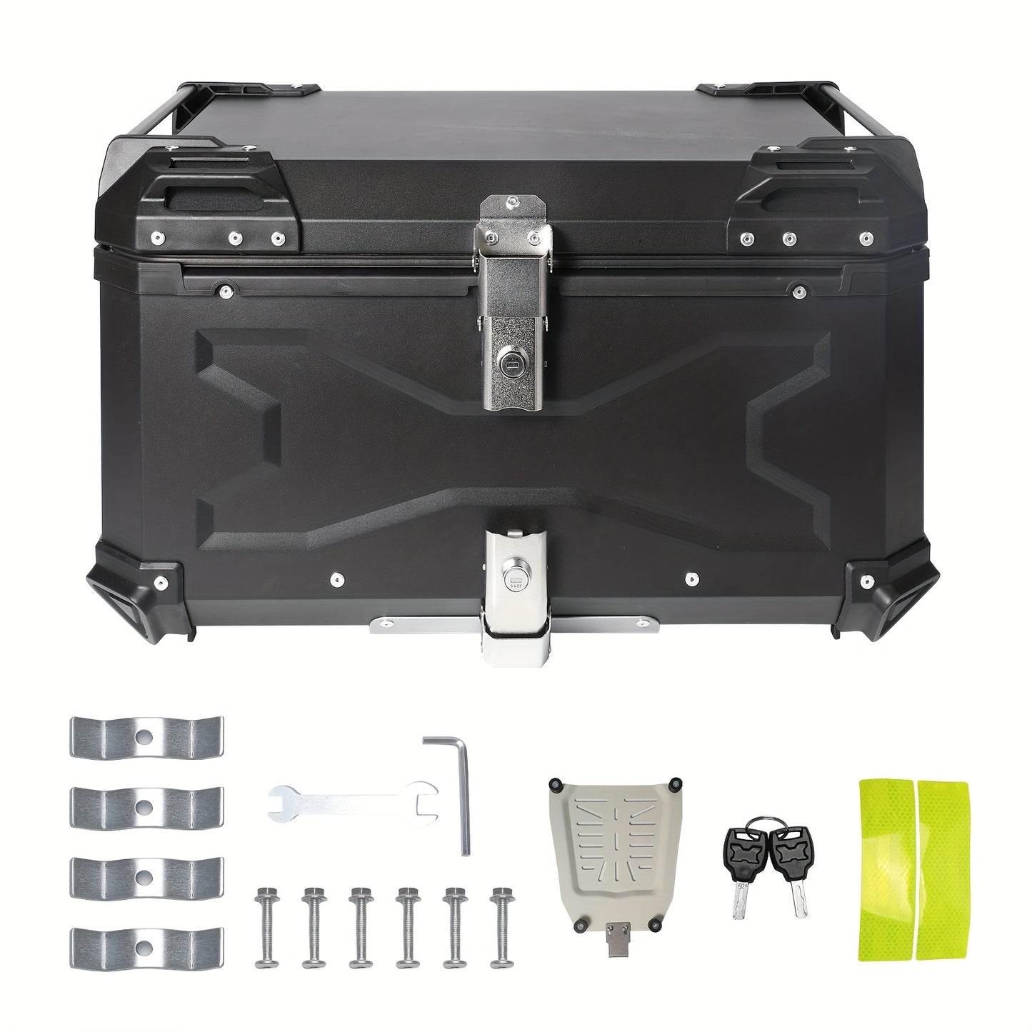 GOXTOOLBOX Universal Motorcycle Tailgate 55/65 Liters Large Capacity, Helmet And Gear Organizer, Waterproof And Shatterproof with Reflective Strip, Liner And Mounting Accessories for Outdoor Camping