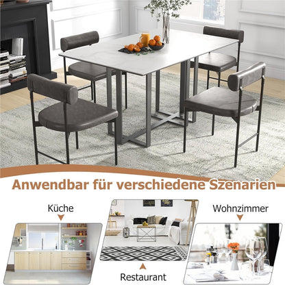 Eetkamerstoelen – Stoelen – Keukenstoelen – Design Stoelen – Armloze Stoelen – Ergonomisch Comfort – Grijs PVC Kunstleer