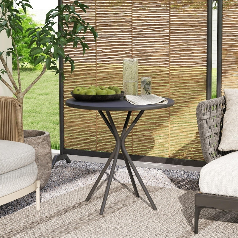 Ronde Tuintafel – Bistrotafel – Bijzettafel – Terrastafel – Campingtafel – Zwart – Weerbestendig Stalen Blad – Draagkracht 50 kg