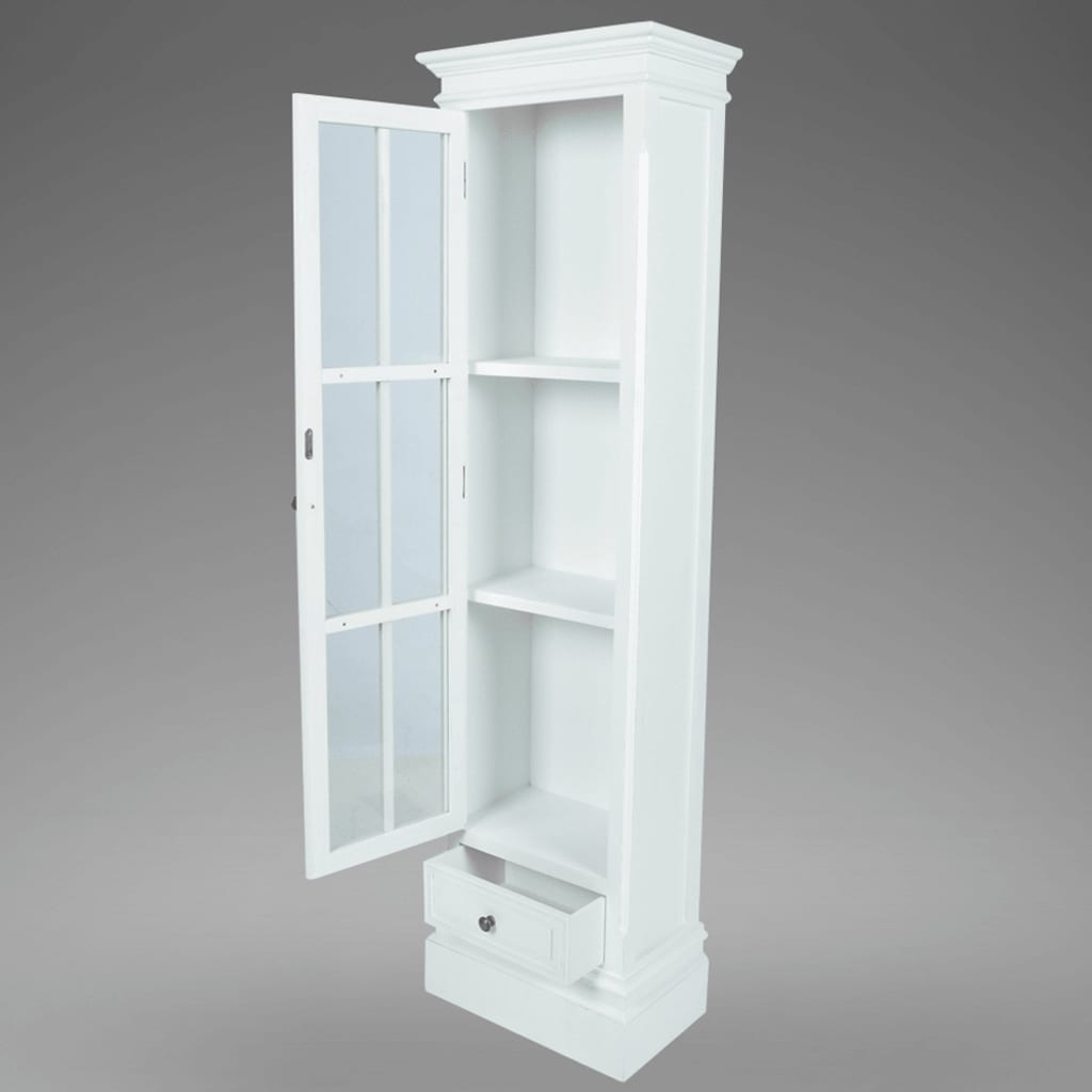 Boekenkast – Boekenrek – Opbergkast – Kast – Vakkenkast – MDF Wit – Vintage Verweerde Afwerking – 3 Planken Met Deur