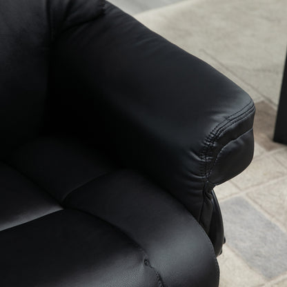 Relaxstoel – Fauteuil – Kuipstoel – Loungechair – Draaistoel – 360° Draaibaar – Handmatig Verstelbare Rugleuning tot 145° – Zwart Kunstleer met Voetsteun – Stevige Metalen Basis