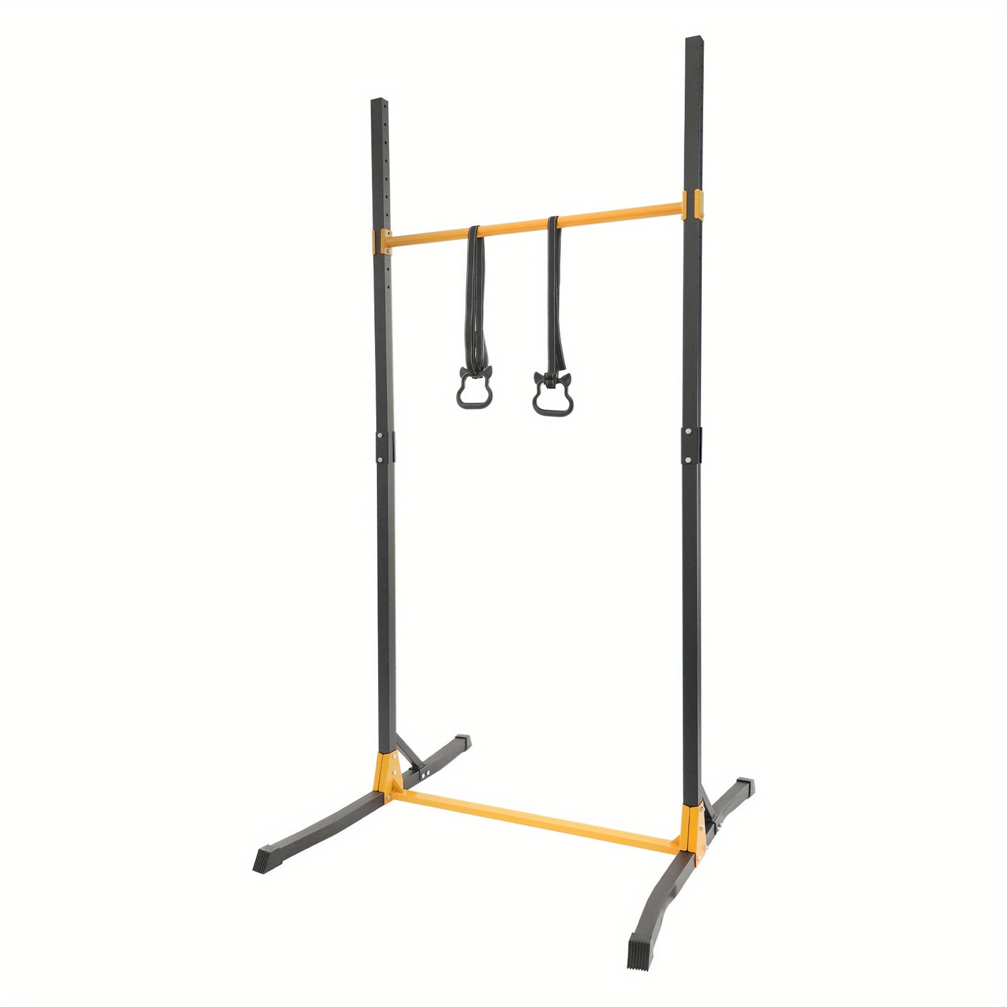 Pull-Up Station – Rekstok – Optrekstang – Fitnessstation – Trainingsrek – Zwart+Geel – Verstelbare Hoogte Tot 215 cm – Duurzaam Koolstofstaal
