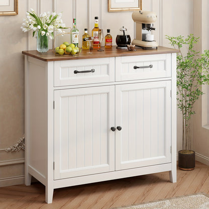 Dressoir – Opbergkast – Ladekast – Buffetkast – Keukenkast – Vintage Kleur – Hardhouten Materiaal – 81 cm Hoog