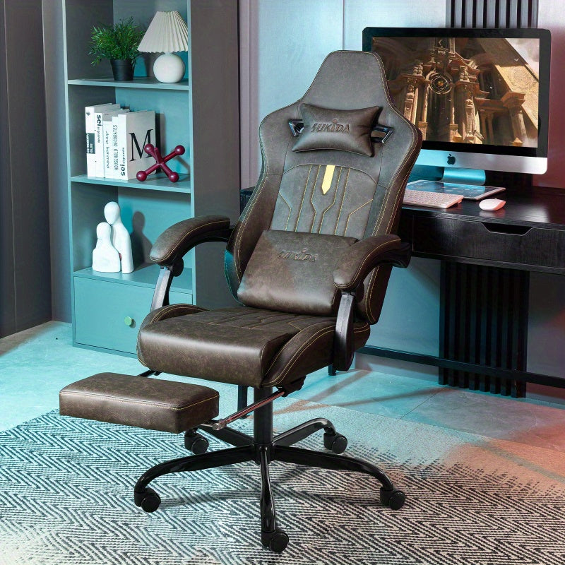 Gamingstoel – Gamestoel – Gaming Chair – Game Stoel – Computerkantoorstoel – Ergonomische Rugleuning – Duurzaam PVC – Max. 150 kg Belastbaar