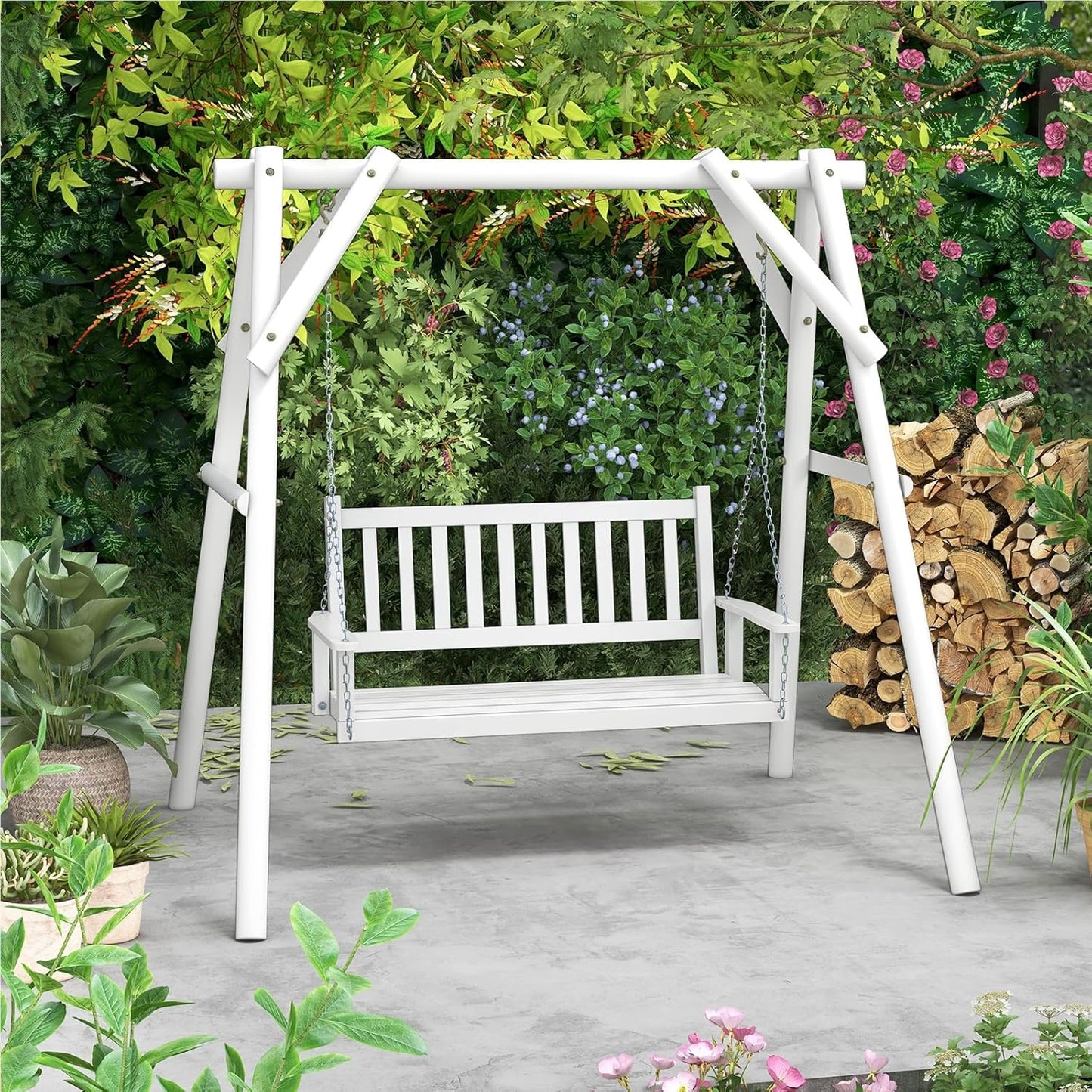 Houten Hangbank – Tuinschommel – Schommelbank – Buitenbank – Hangstoel – 2-Zits Zwaailijst – Draagvermogen 230 kg