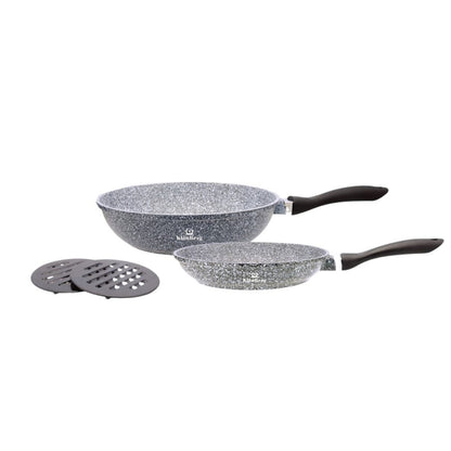 12-delige Pannenset – Pannen Set – Kookgerei – Servies – Keukenset – Inductiegeschikt – Anti-aanbak Coating – Snelle Warmteverdeling – Aluminium