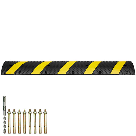 Snelheidsdrempel – Verkeersdrempel – Verkeersremmer – Snelheidsremmer – Set Van 2 Stuks 6 Meter Rubber – Draagkracht Tot 10.000 Kg Per As – Weerbestendig Met Gele Reflecterende Striping